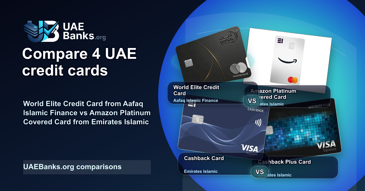 World Elite Credit Card vs Amazon Platinum Covered Card vs Cashback Card vs Cashback Plus Card comparison thumbnail